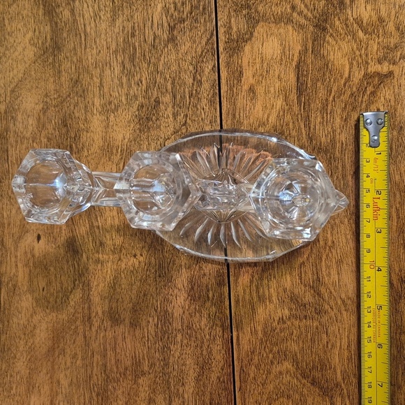VINTAGE Clear Glass 3 Branch Taper Candle Holder Candelabrum - Picture 16 of 16